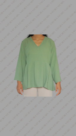 Long-sleeve V-neck peplum top