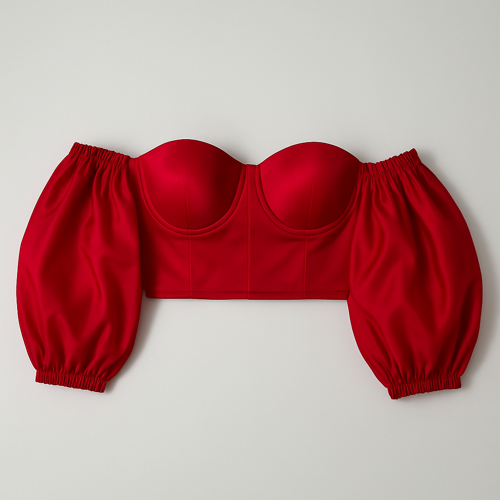 Top rojo con mangas removibles tipo corset - Size L_0