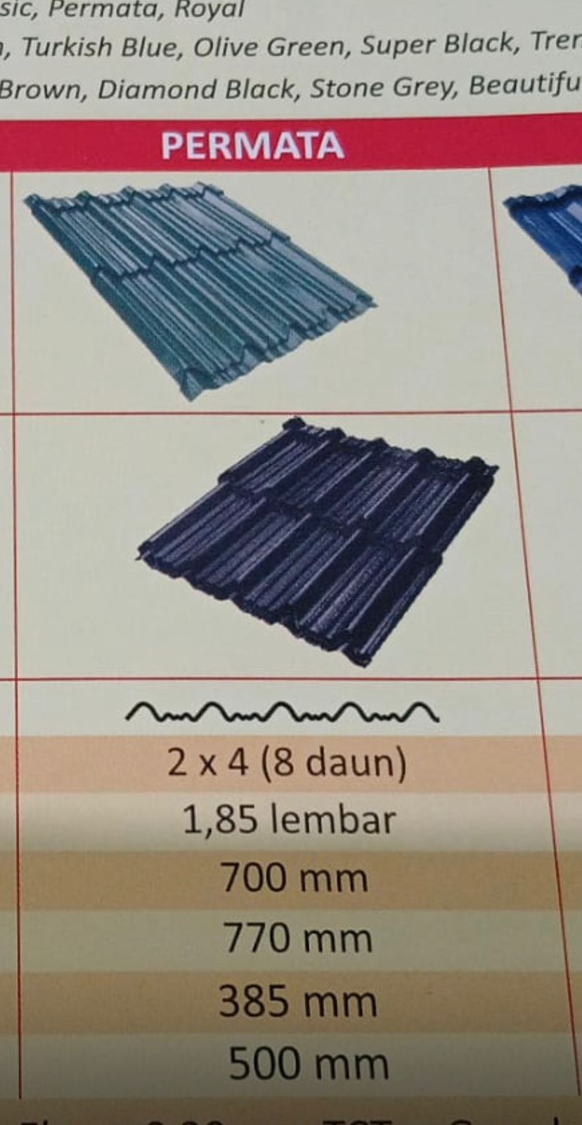 Genteng Metal Sakura Colour Model Permata_1