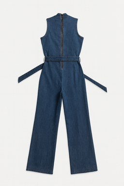 Enterizo denim con cordones frontales y cinturón - Size XL