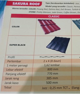 Genteng Metal Sakura Colour Model Klasik