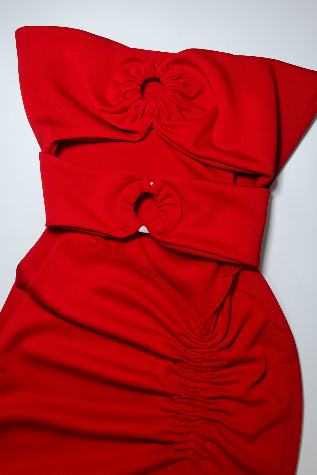 Vestido rojo con lazo y fruncido lateral - Size M_1
