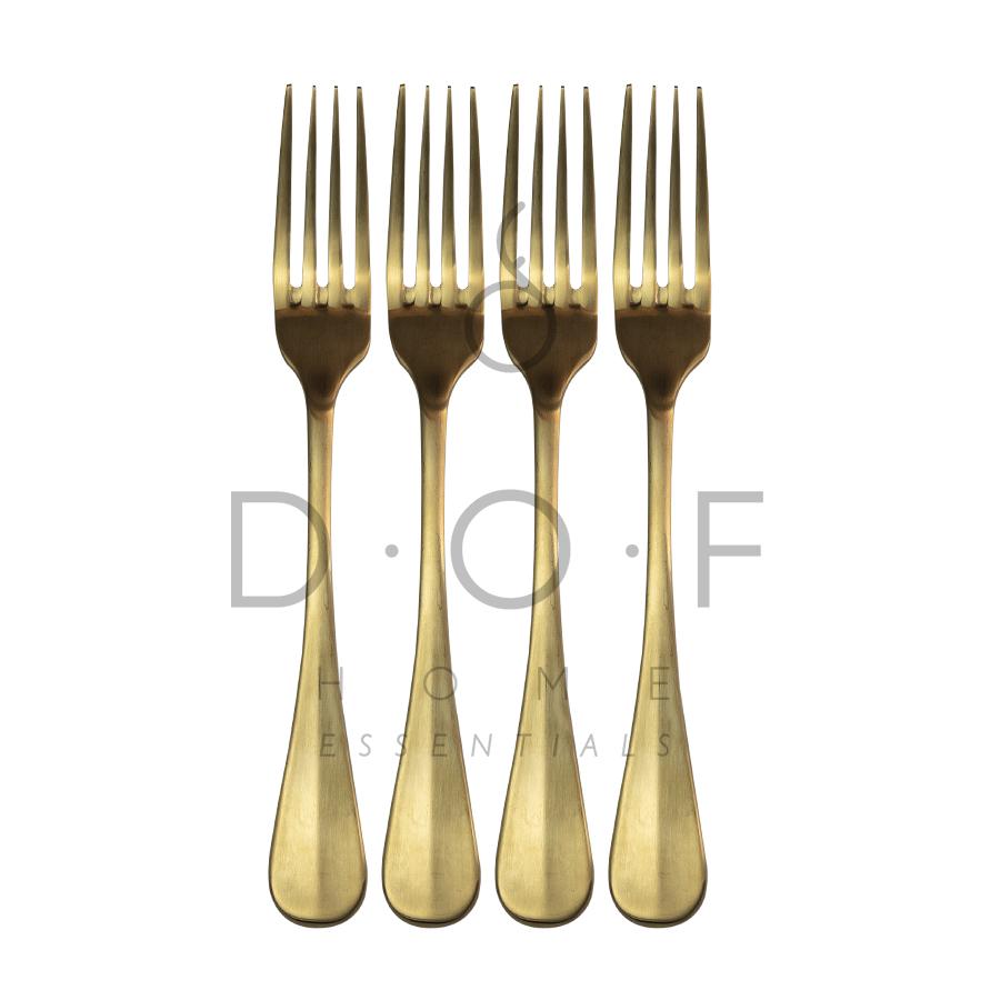 WF JUSTIN DINNER FORK SATIN GOLD SET/4 GARPU MAKAN PREMIUM