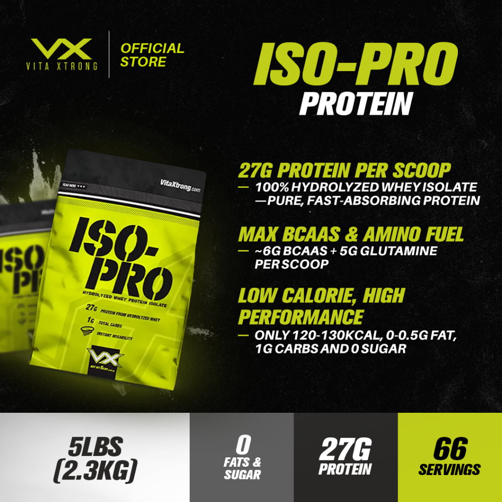 VITAXTRONG™ ISO-PRO Hydrolyzed Whey Isolate (5lbs / 2.3kg) | 27g Premium Protein • Zero Sugar • Zero Fat • Lactose-Free • Lean Muscle [VX]_8