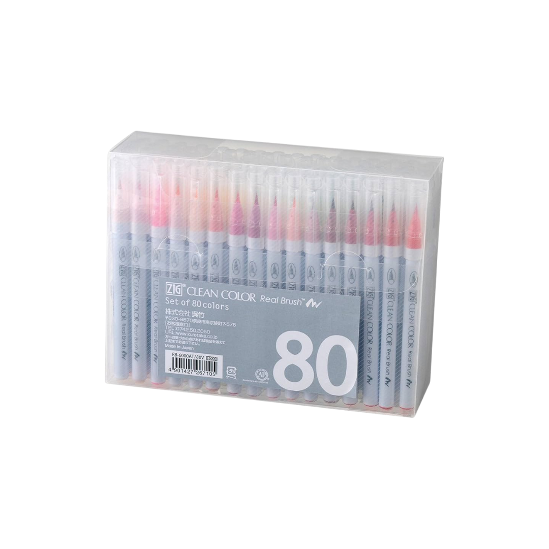 ZIG Kuretake Clean Color Real Brush Set - 80 Colors