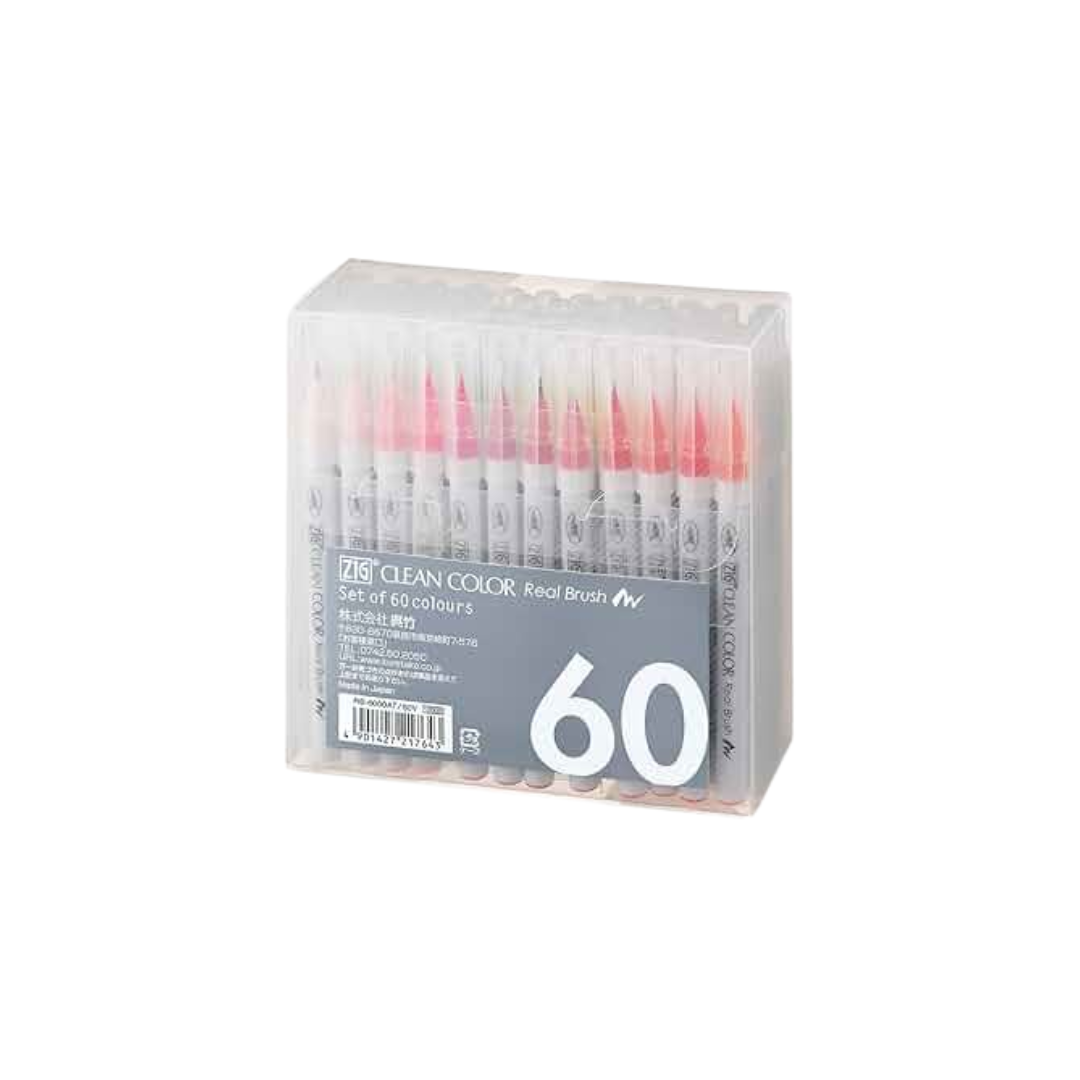 ZIG Kuretake Clean Color Real Brush Set - 60 Colors