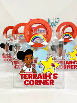 3D RED HANDLE CLEAR PARTY BAGS (EMPTY) 