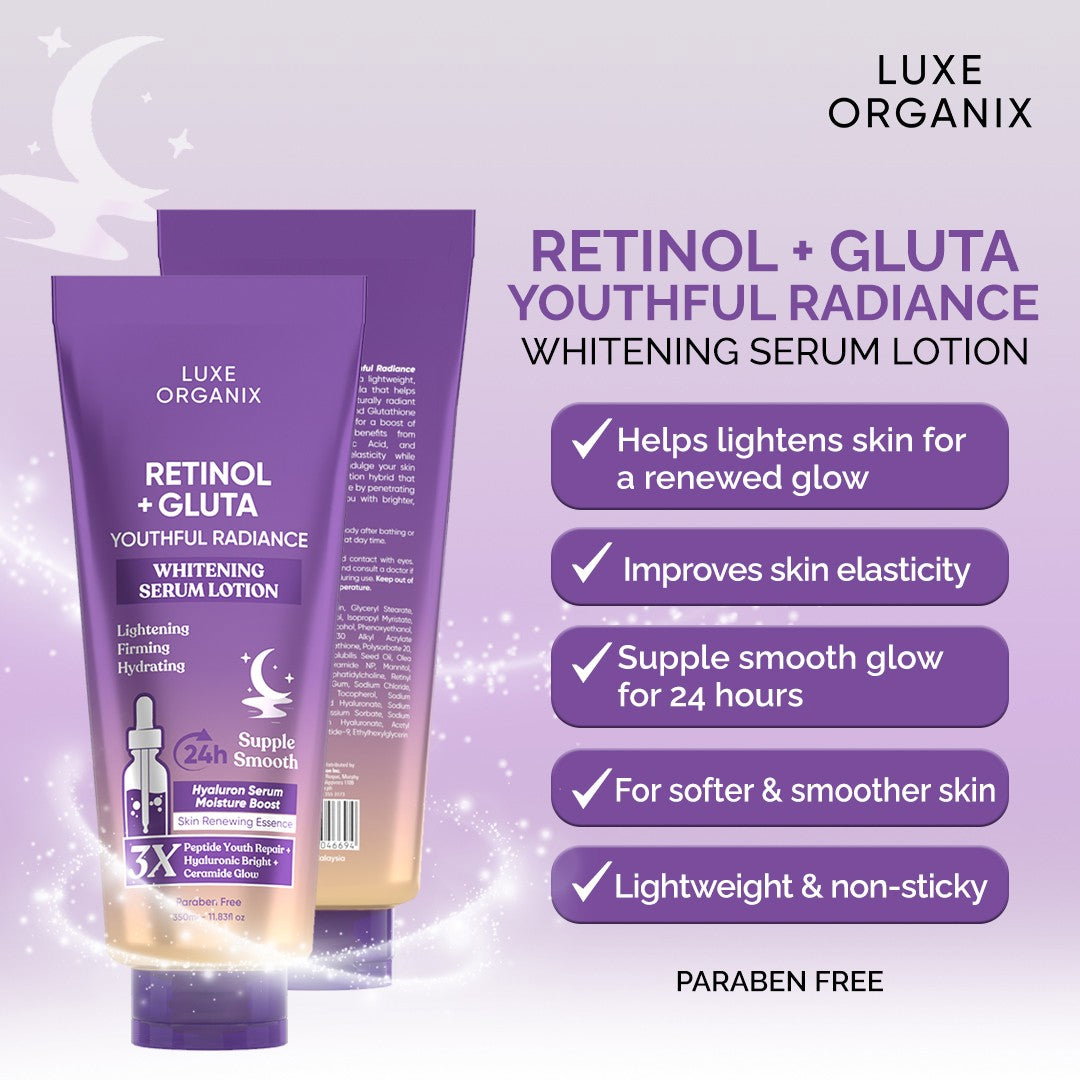 Luxe Organix Retinol + Gluta Youthful Radiance Whitening Serum Lotion - 350ml_2