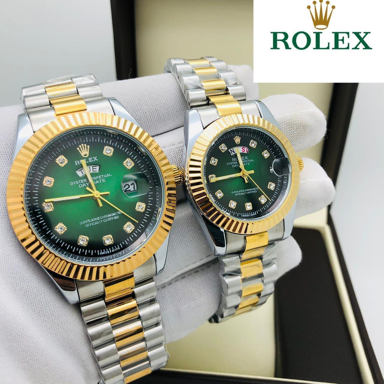 Rolex Day Date Diamond Dial Couple Battery _2