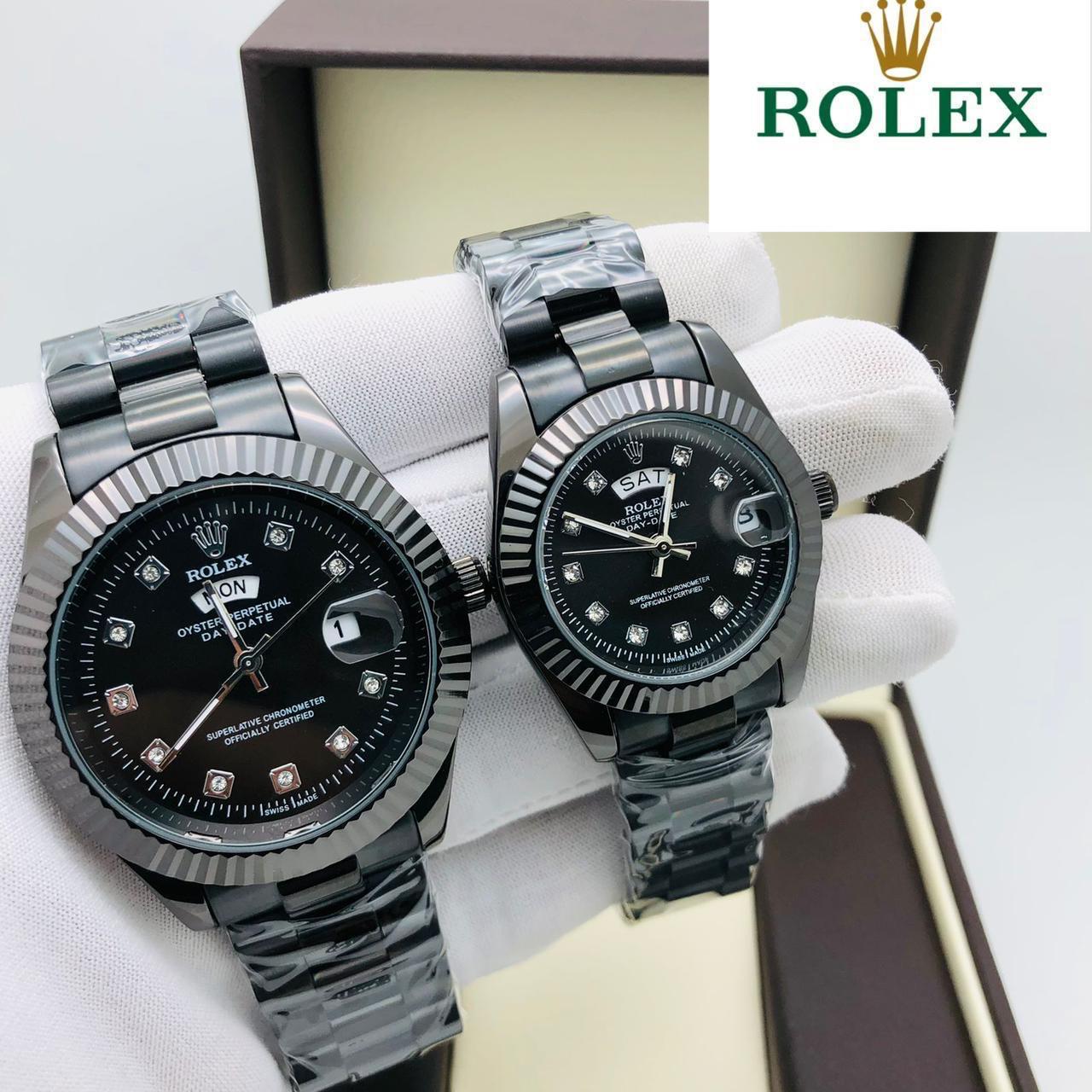 Rolex Day Date Diamond Dial Couple Battery _11
