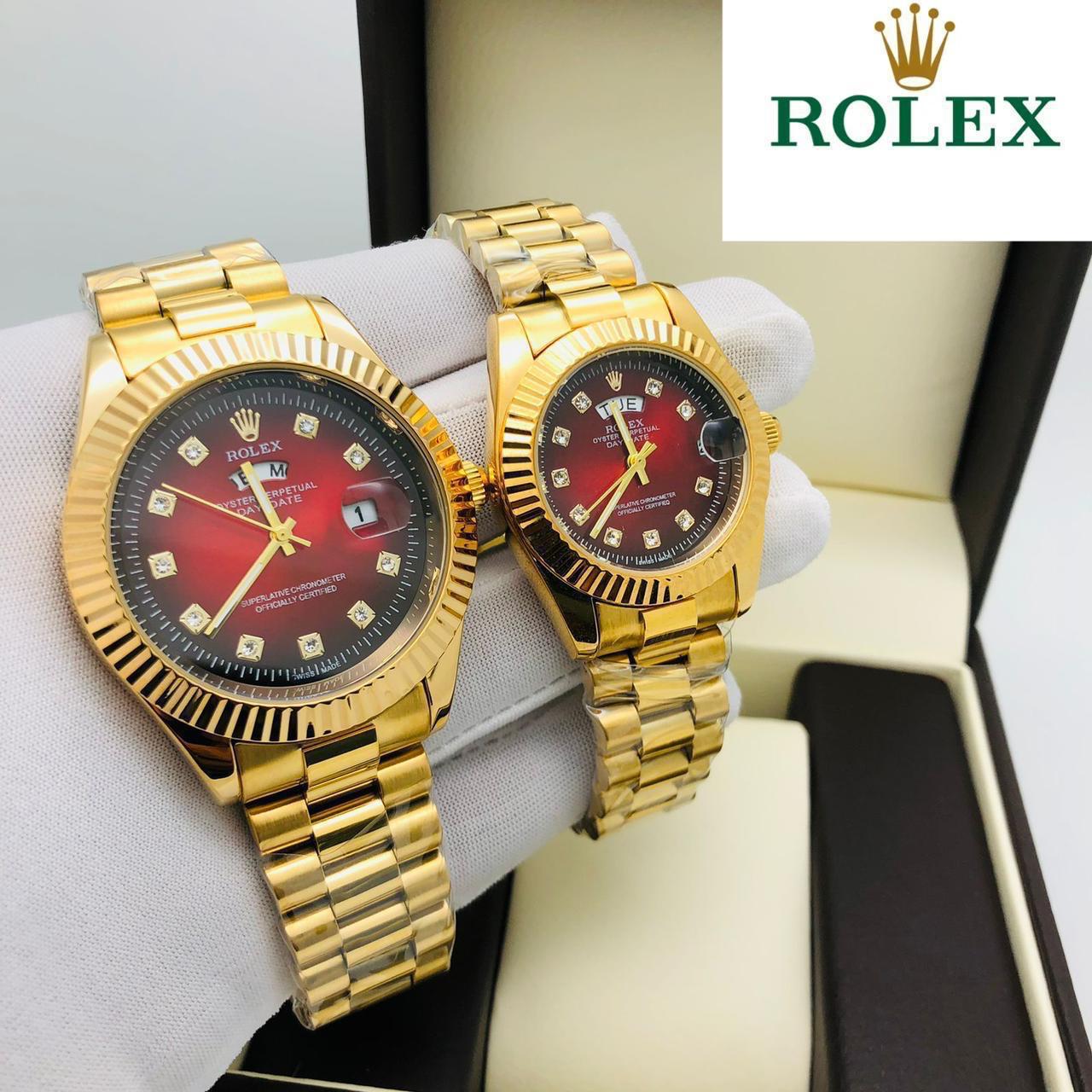 Rolex Day Date Diamond Dial Couple Battery _13