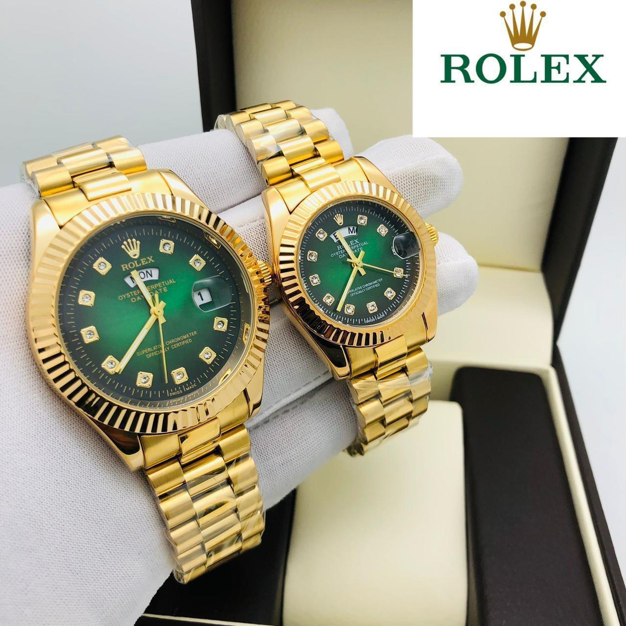Rolex Day Date Diamond Dial Couple Battery _14