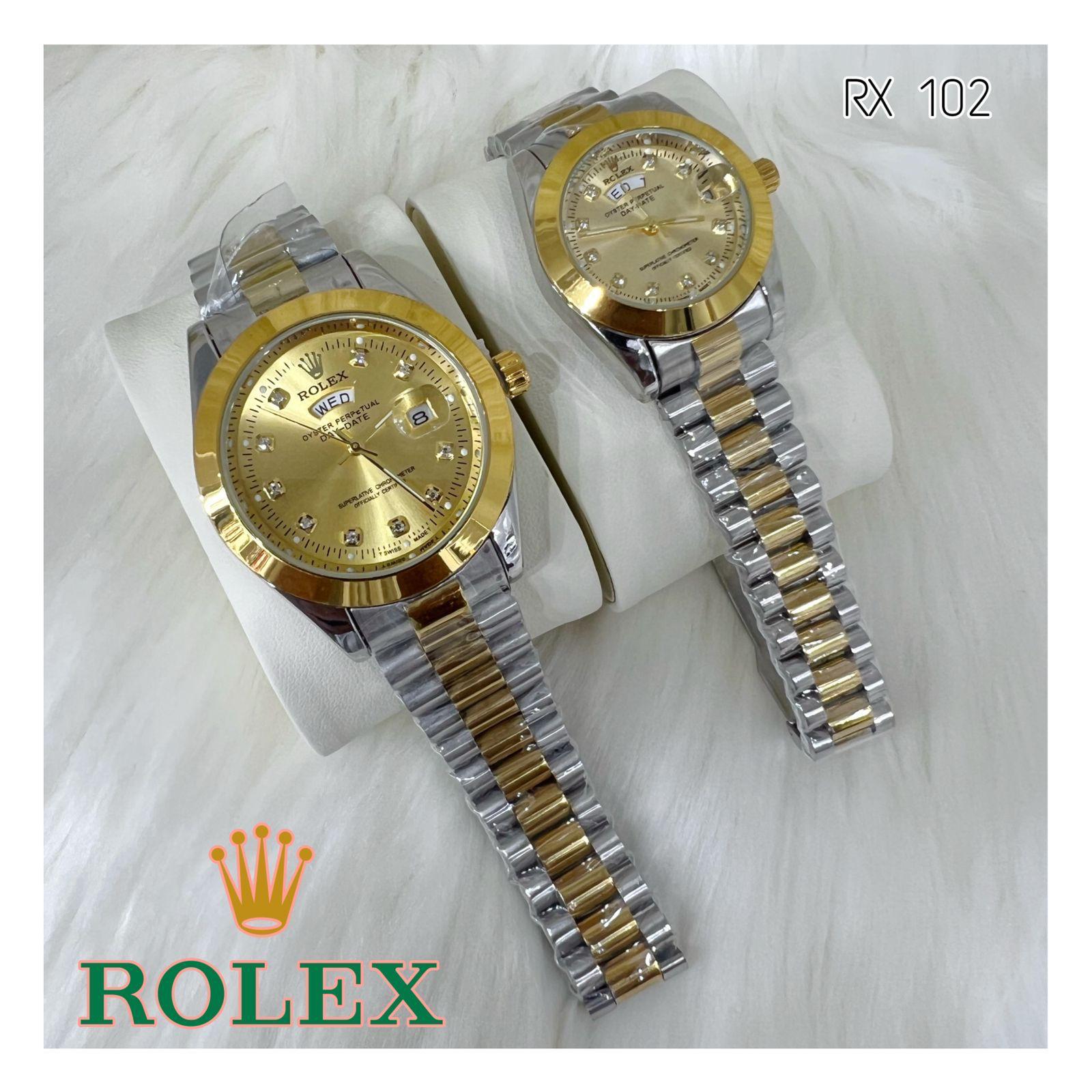 Rolex Day Date Diamond & Index Flat Model Couple_8