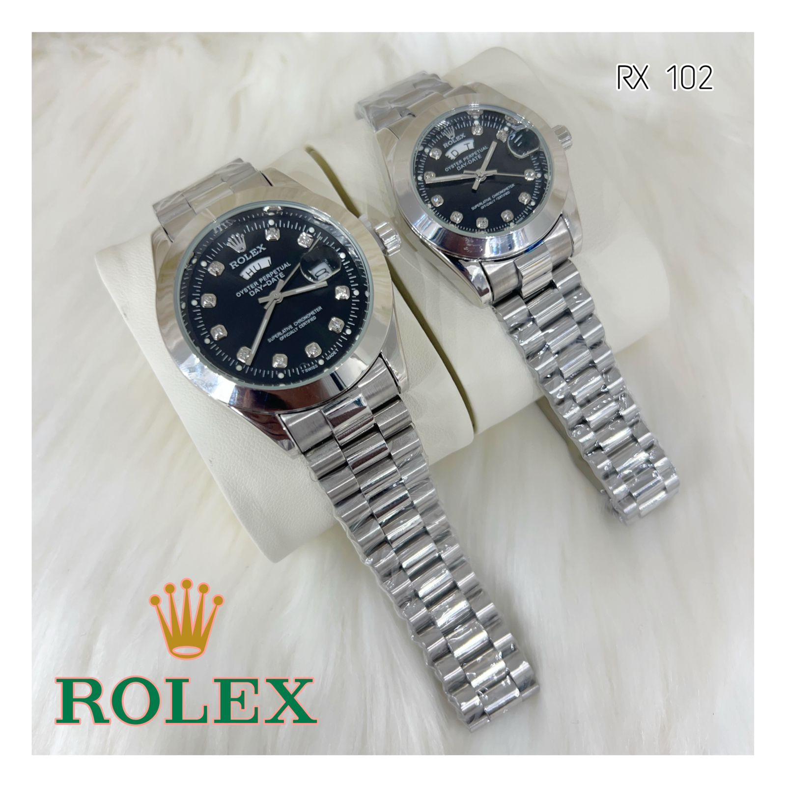 Rolex Day Date Diamond & Index Flat Model Couple_12