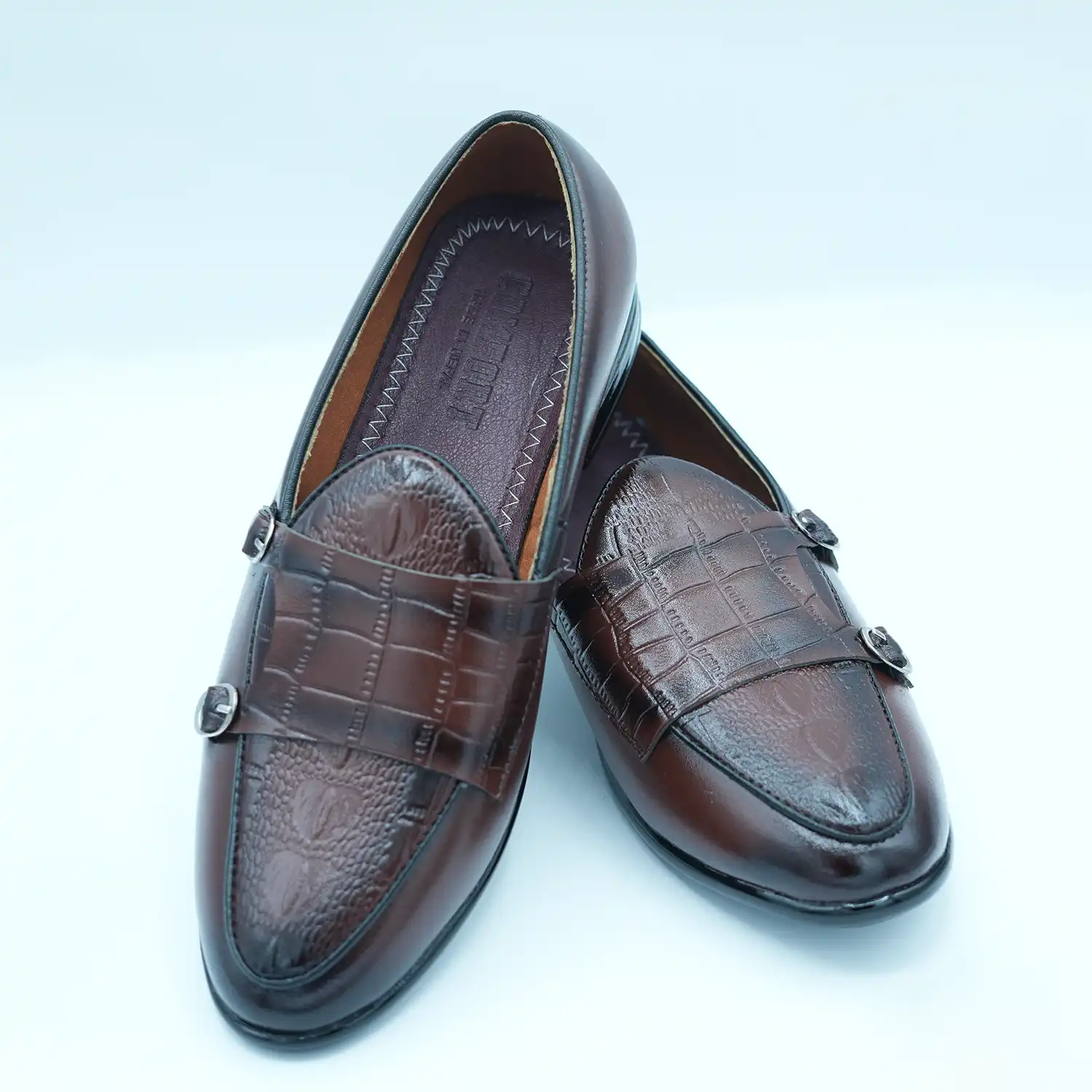 Dark Brown-colored men’s Loafers with a Textured Finish GS44_2