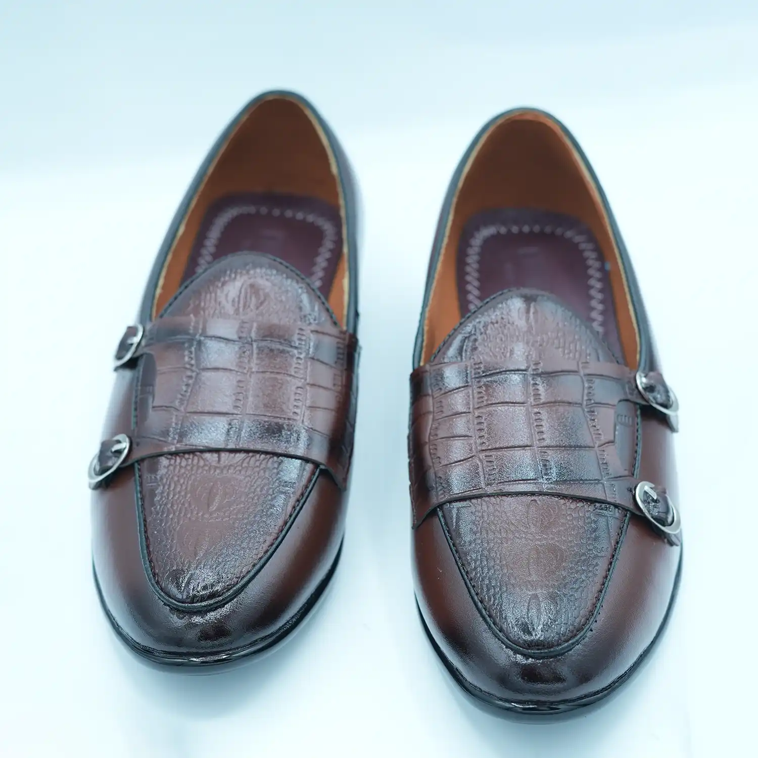 Dark Brown-colored men’s Loafers with a Textured Finish GS44_3