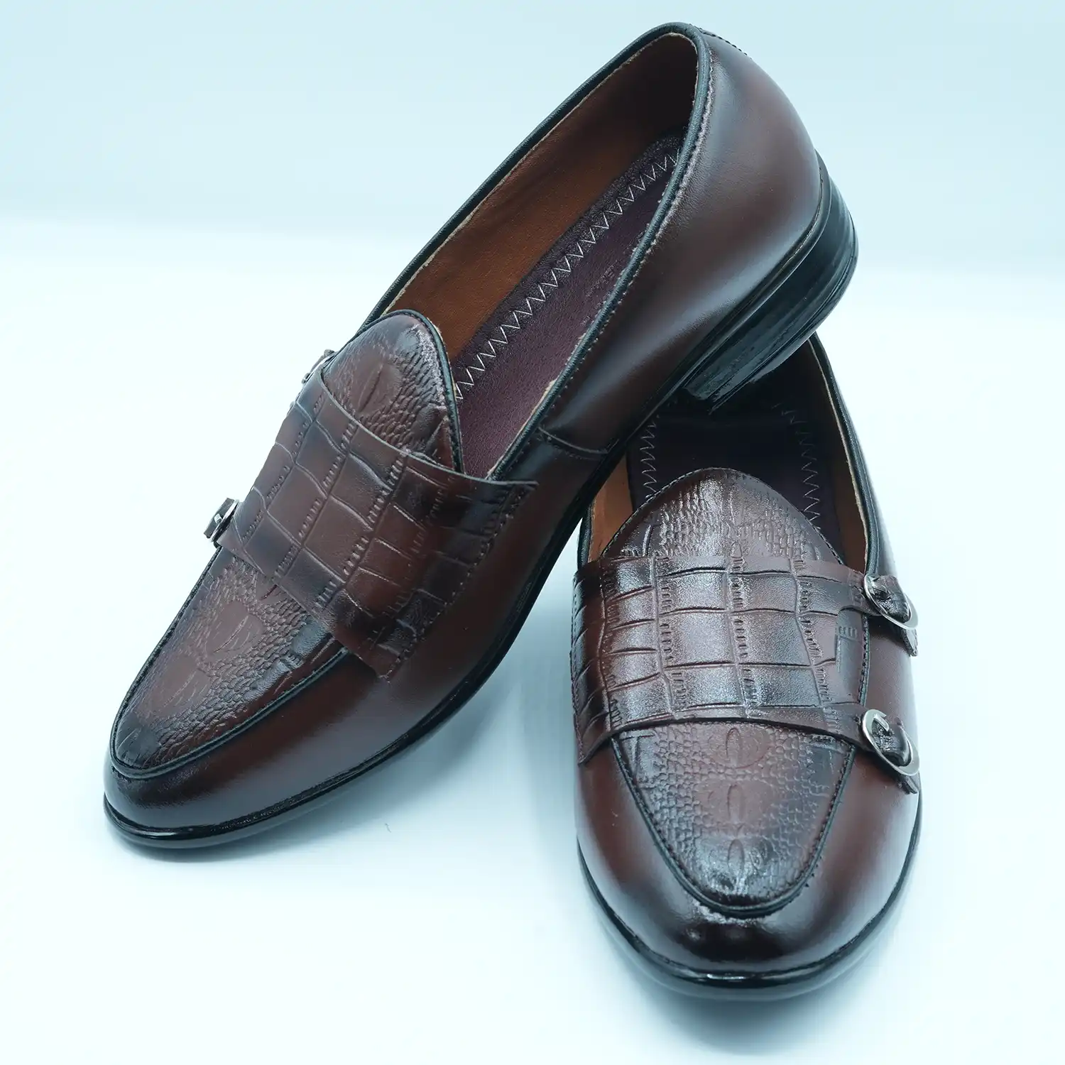 Dark Brown-colored men’s Loafers with a Textured Finish GS44_0
