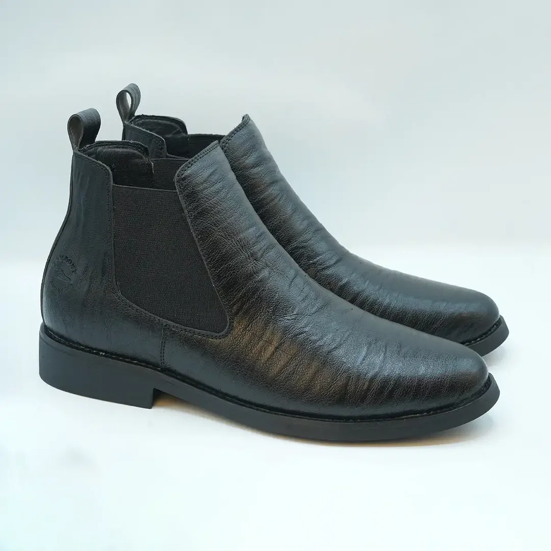 Black Leather Men’s Chelsea Boots GS50