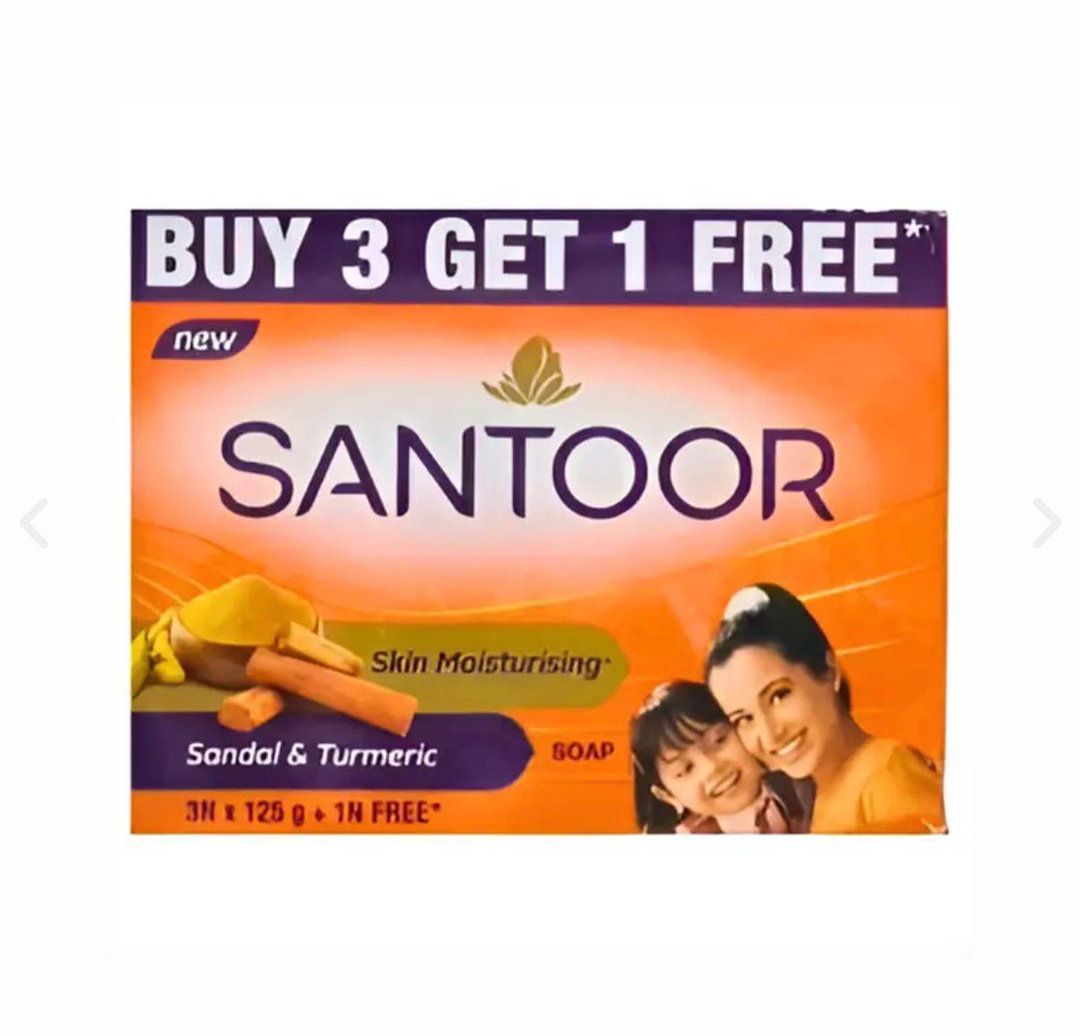 SANTOOR 3N*125G + 1N FREE SKIN MOISTURISING SANDAL& TURMERIC SOAP