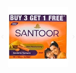 SANTOOR 3N*125G + 1N FREE SKIN MOISTURISING SANDAL& TURMERIC SOAP