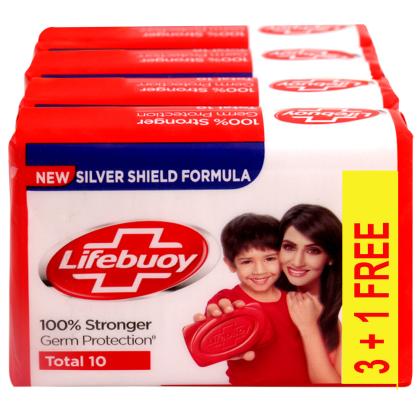 Lifebuoy Total Soap, 125g × 3+1 Free white_0