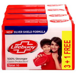 Lifebuoy Total Soap, 125g × 3+1 Free white