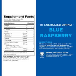 RULE 1 ENERGIZED AMINO BLUE RASPBERRY 30 SERVIDAS