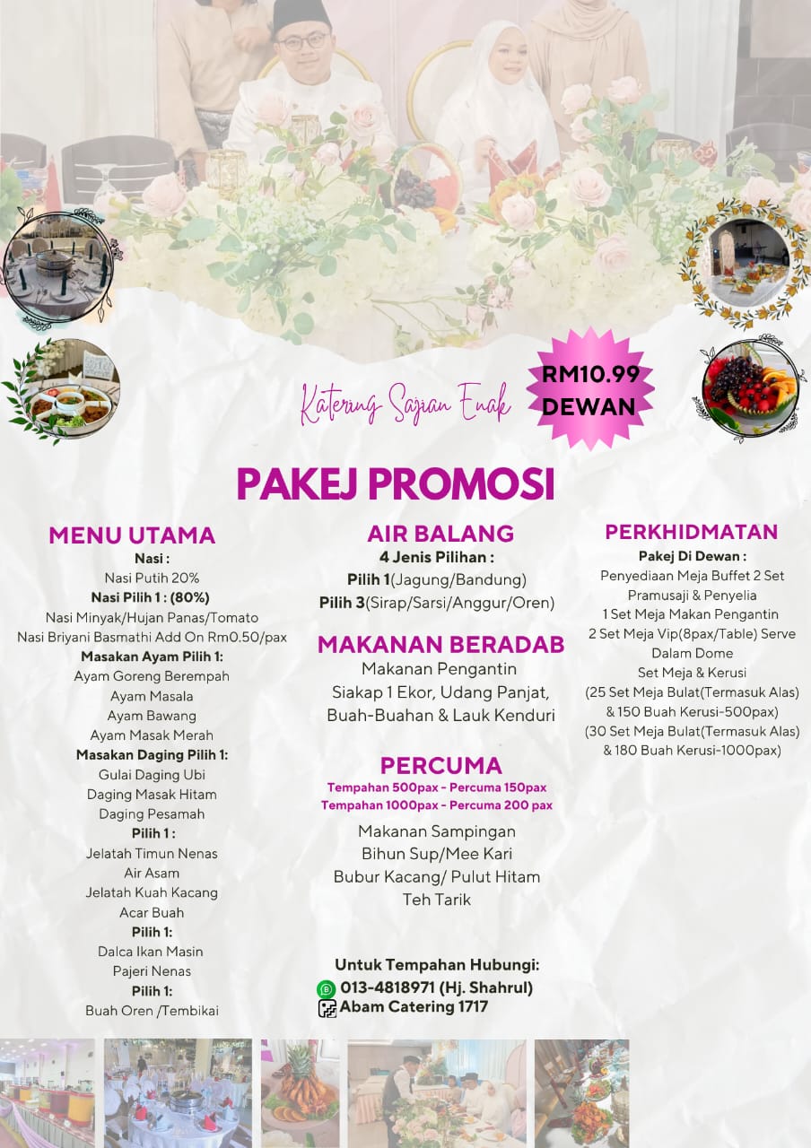Pakej Katering Dewan RM10.99/pax