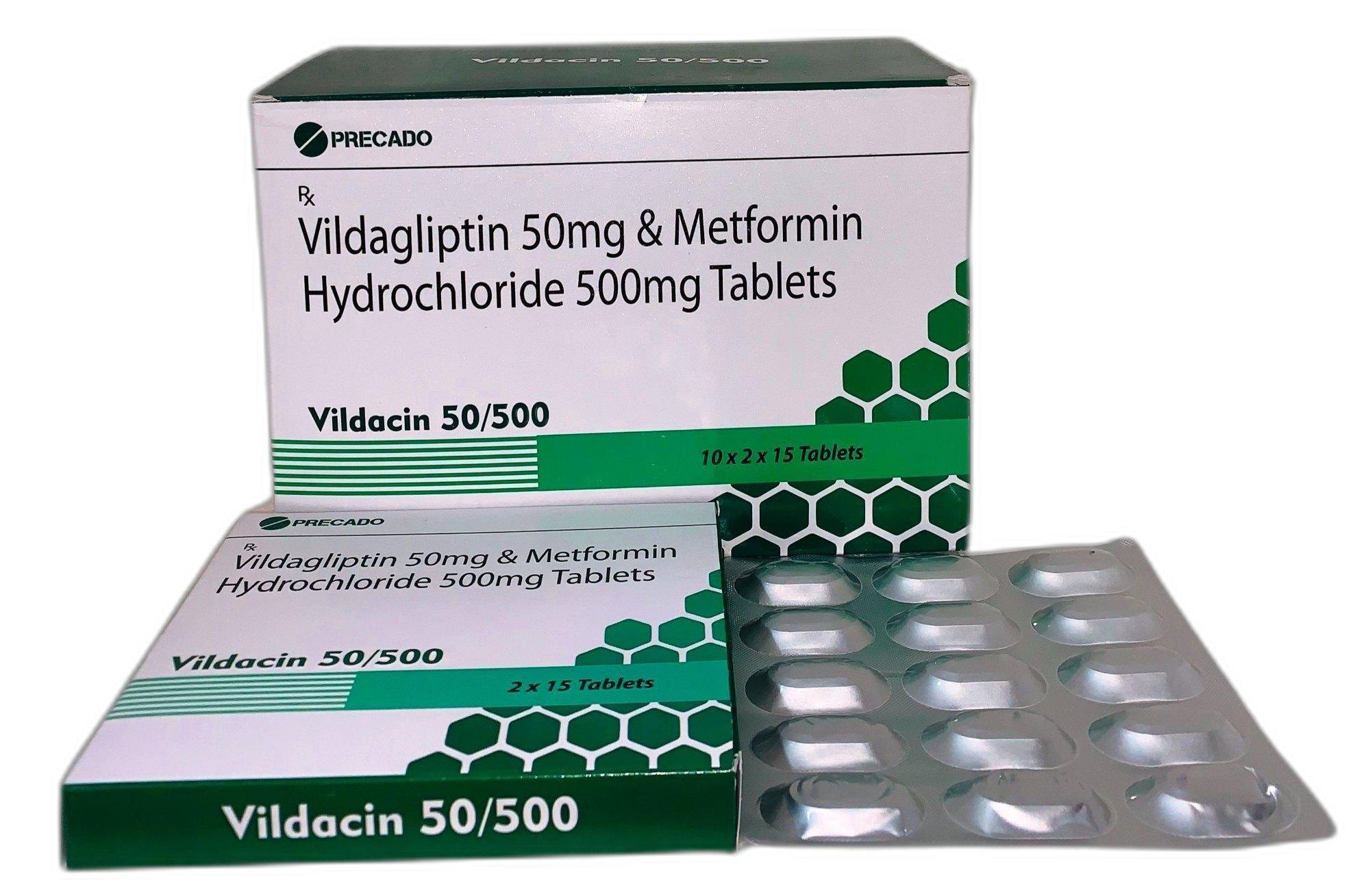 Vildagliptin and Metformin HCL 50/500 Tablets_0