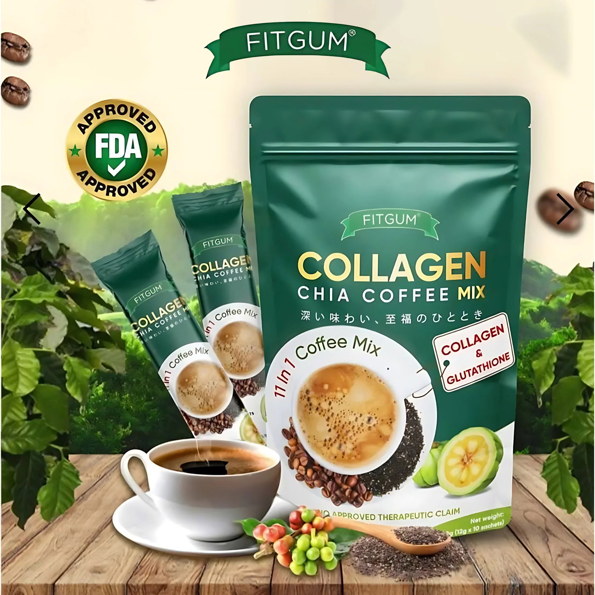  Fitgum Collagen Chia 11 in 1 Shape Coffee Mix _0