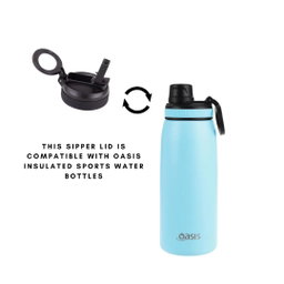 OASIS Sports Bottle Flip-Up Sipper Lid with Straw - Black