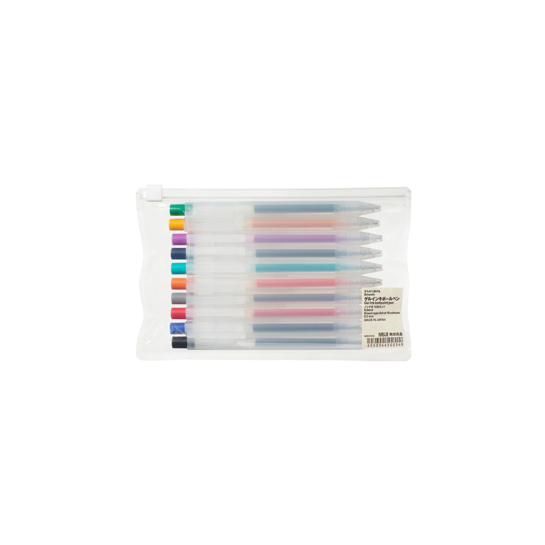 MUJI Smooth Gel Ink Ballpoint Pen Knock Type 0.5mm (10 Colours)_0