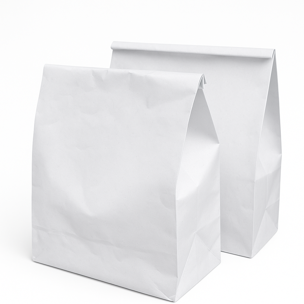 KRAFT DELIVERY TAKEOUT BAGS -10.5” x 9” x 6” - WHITE - (WITHOUT HANDLES)
