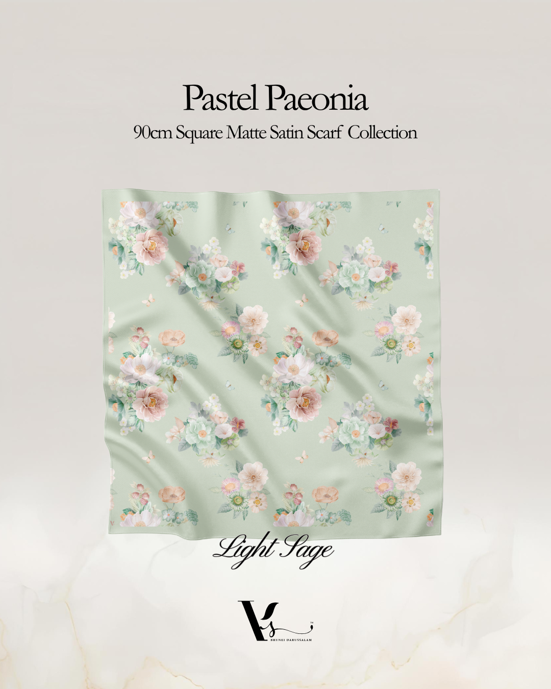 Pastel Paeonia in Light Sage