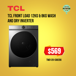 TCL FRONT LOAD 12KG & 8KG WASH AND DRY INVERTER TWD120-C682DG