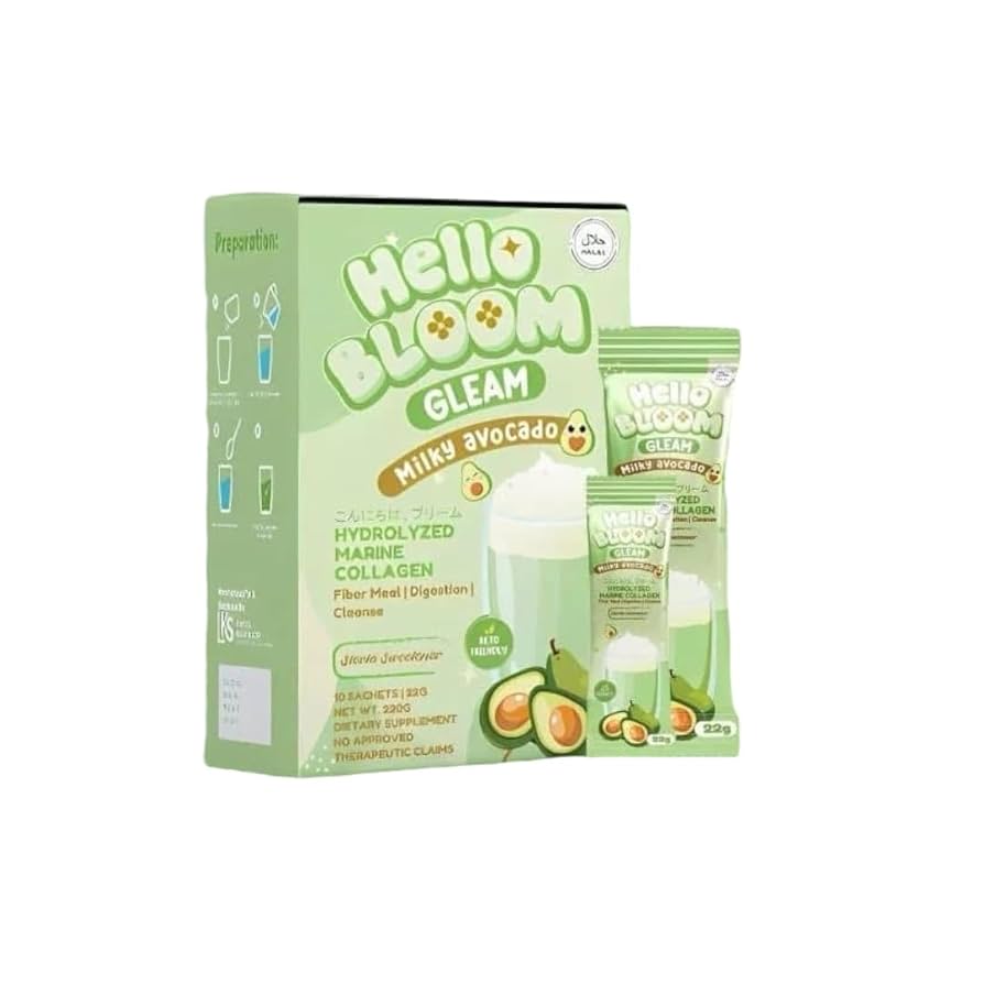 Hello Bloom Gleam Milky Avocado Collagen Beauty Drinks -10 Sachets