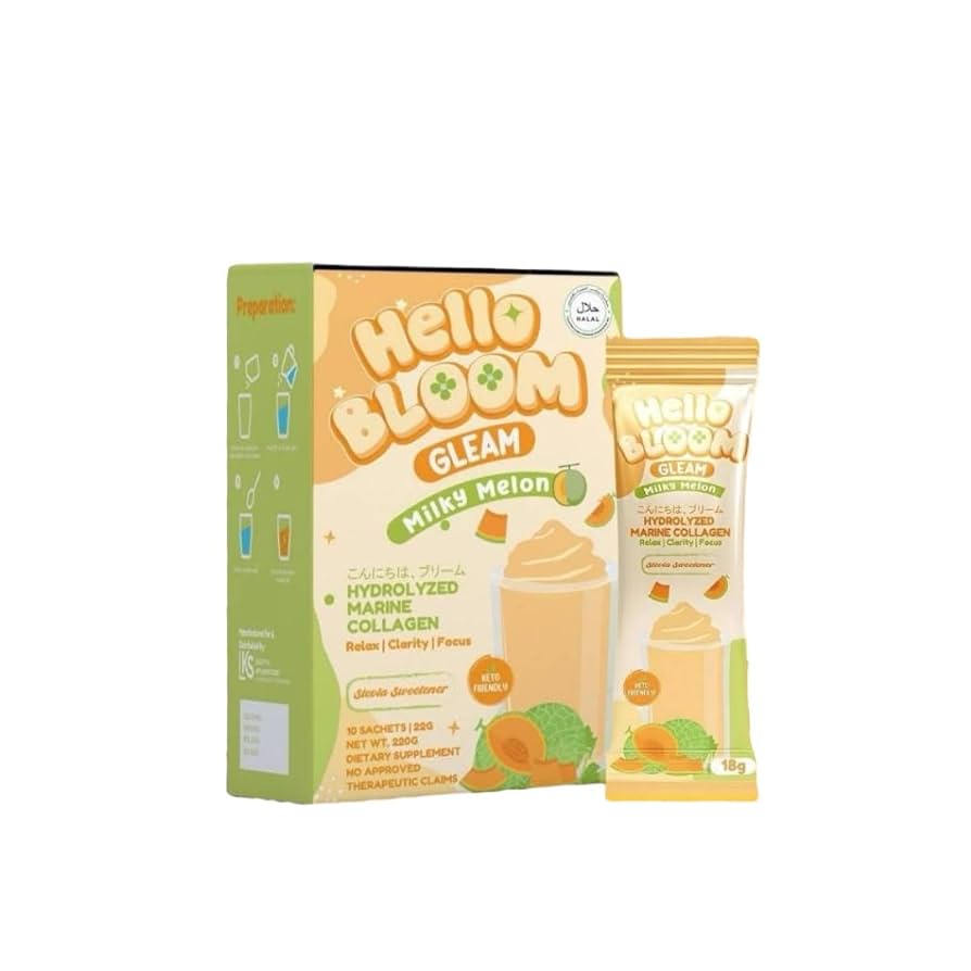 Hello Bloom Gleam Milky Melon Collagen Beauty Drinks - 10 Sachets
