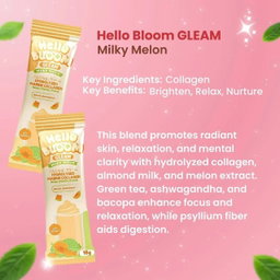 Hello Bloom Gleam Milky Melon Collagen Beauty Drinks - 10 Sachets
