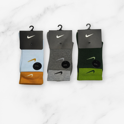 [10001] - 3 Pairs Men's Cotton Blend High-Cut Crew Socks – Versatile, Breathable & Everyday Comfort 
