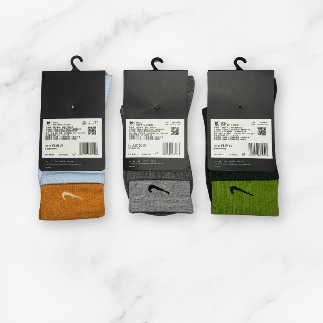 [10001] - 3 Pairs Men's Cotton Blend High-Cut Crew Socks – Versatile, Breathable & Everyday Comfort _10