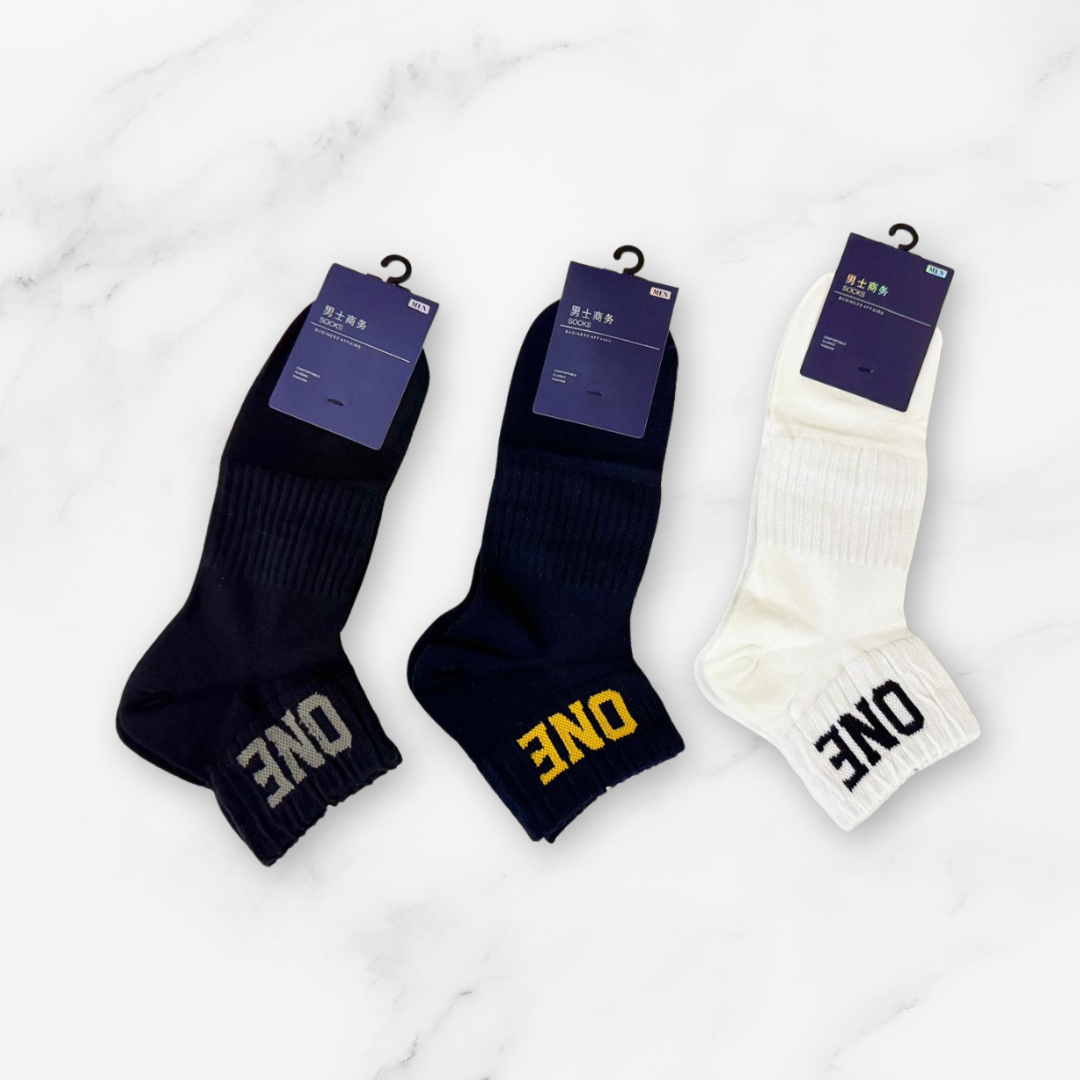 [10005] - 3 Pairs Men's Cotton Blend Crew Socks – Breathable, Embroidered Details & Everyday Comfort _3