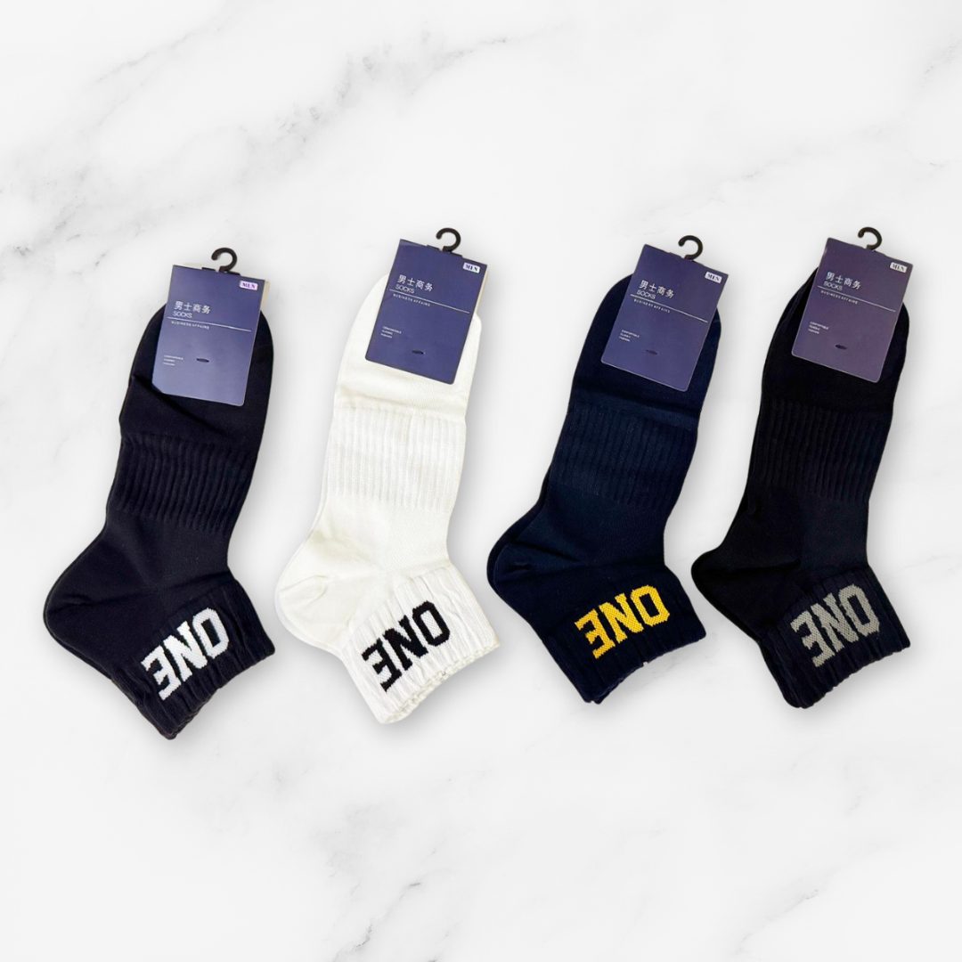 [10005] - 3 Pairs Men's Cotton Blend Crew Socks – Breathable, Embroidered Details & Everyday Comfort _1