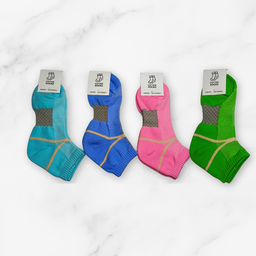 [10006] - 3 Pairs Women's Cotton Blend Crew Socks – Soft, Breathable & Stripe/Plain Mix