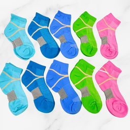 [10006] - 3 Pairs Women's Cotton Blend Crew Socks – Soft, Breathable & Stripe/Plain Mix