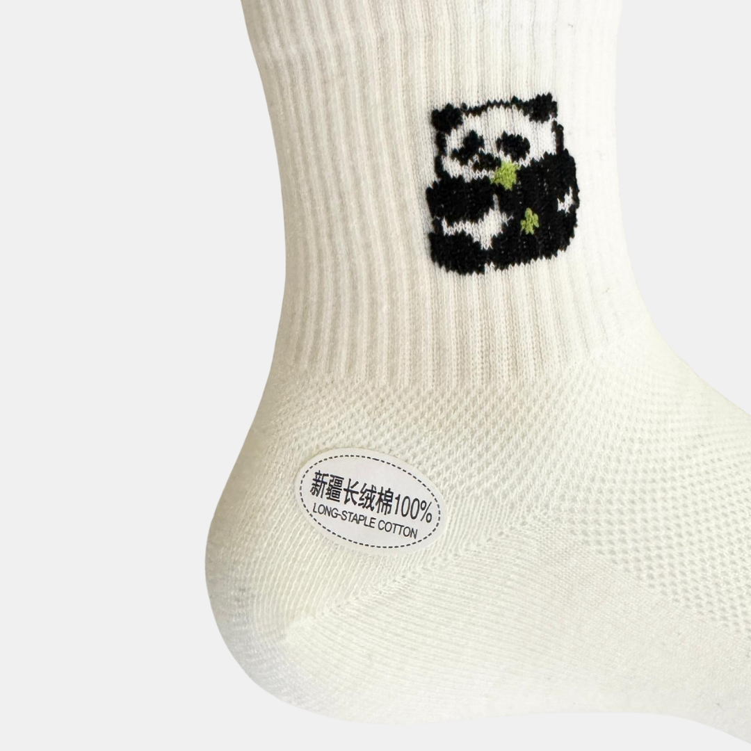 [10012] - 5 Pairs Women's Cotton Blend High-Cut Crew Socks – Breathable, Cute Motifs & Everyday Comfort_3