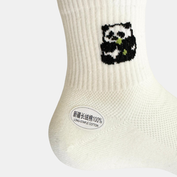 [10012] - 5 Pairs Women's Cotton Blend High-Cut Crew Socks – Breathable, Cute Motifs & Everyday Comfort