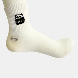 [10012] - 5 Pairs Women's Cotton Blend High-Cut Crew Socks – Breathable, Cute Motifs & Everyday Comfort