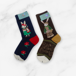 [10014] - 2 Pairs Women's High-Cotton High-Cut Crew Socks – Breathable, Cozy & Everyday Comfort 