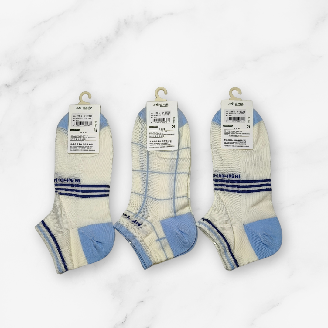 [10046] - 3 Pairs Women's Cotton Blend Low-Cut Ankle Socks – Breathable, Antibacterial & Everyday Comfort_5