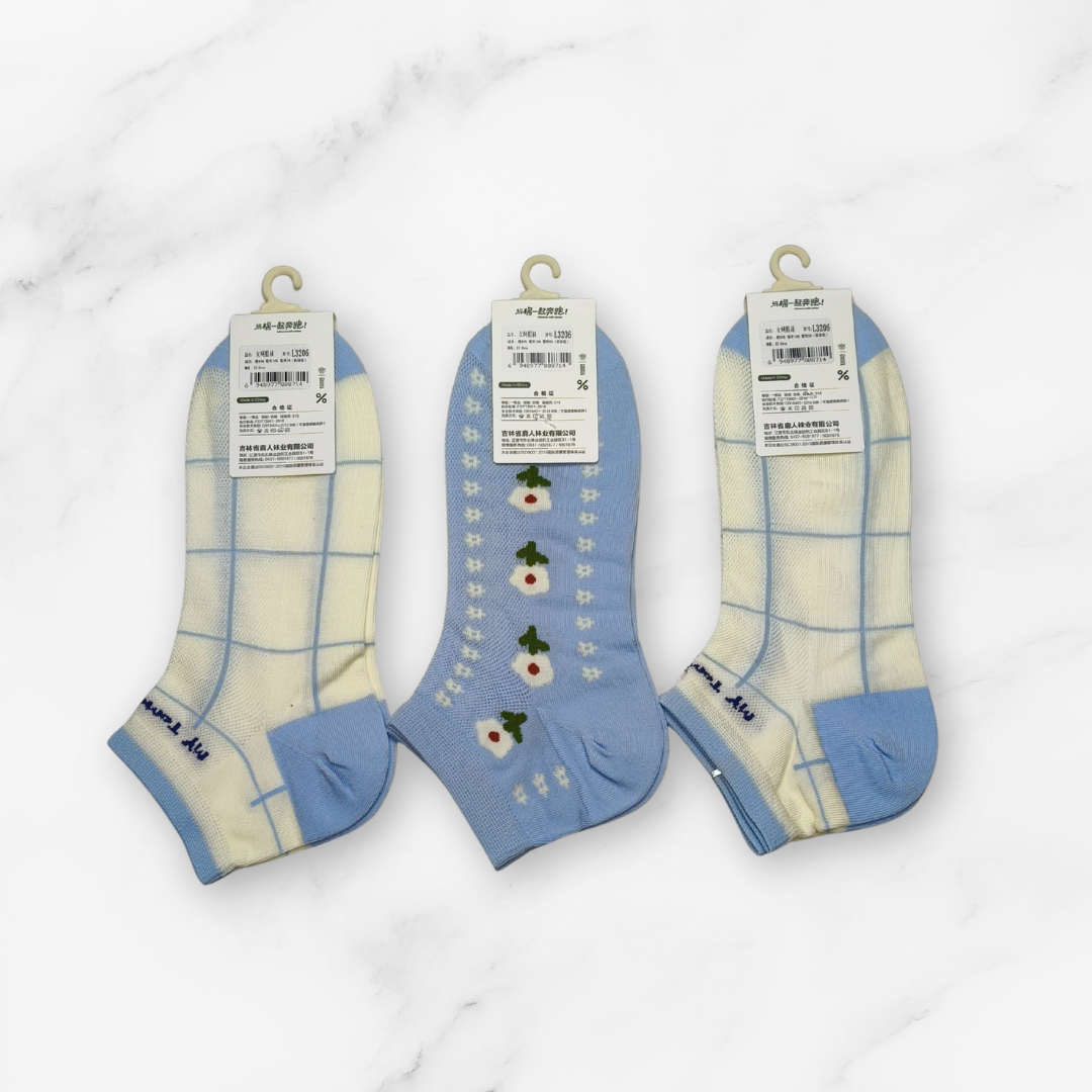 [10046] - 3 Pairs Women's Cotton Blend Low-Cut Ankle Socks – Breathable, Antibacterial & Everyday Comfort_3